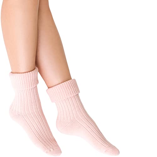 Steven SCHLAFSOCKEN 067 - Damen Bettsocken Acryl-Wolle Kompression Winter - HELLROSA - 35-37 von Steven