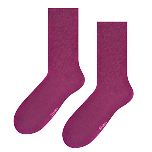 STEVEN Socken Baumwolle Herren I I Halblang Herrensocken ohne Muster I Klassische und Elegante Anzugsocken für Erwachsene und Jugendliche I Einfarbig I 45-47 I Burgund von STEVEN