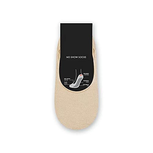 STEVEN Unsichtbare No-Show-Socken für Männer und Jungen, aus Bambus (Viskose), mit rutschfestem Silikonabsatz, beige, Größe UK10–11,5 EU44–46 von STEVEN