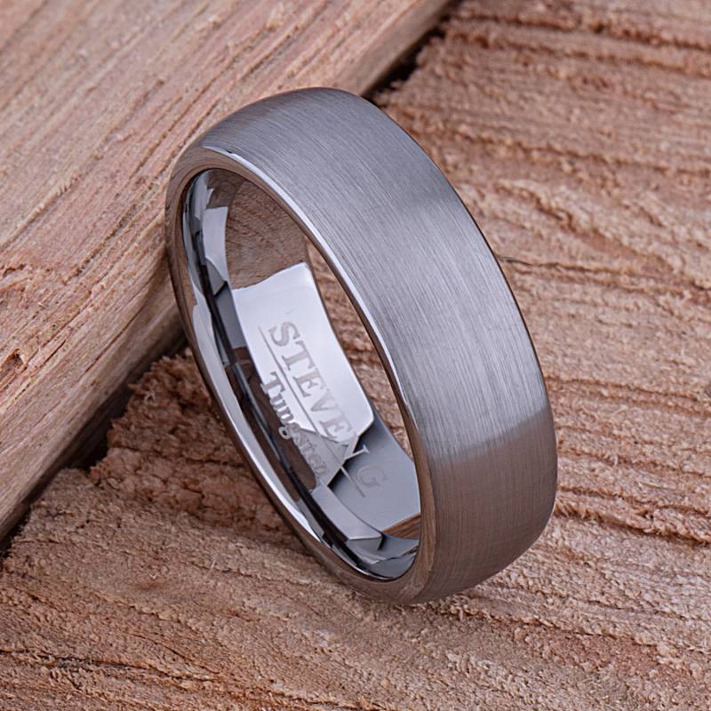 Ehering Aus Gebürstetem Wolfram 7 Mm Stark Gewölbter Comfort Fit Ring von StevenGDesigns