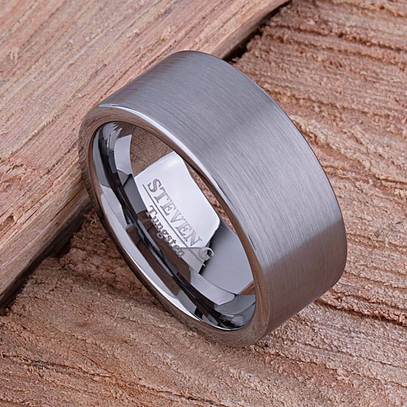 Gebürsteter Wolfram Herren Ehering 10 Mm Flat Comfort Fit von StevenGDesigns