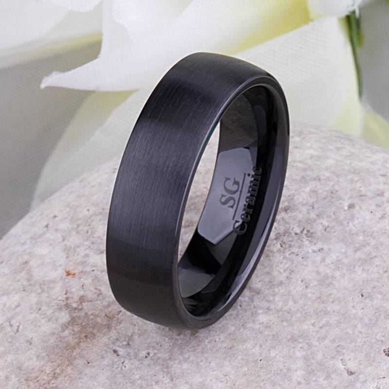 Keramik Herren Ehering 7 Mm Comfort Fit Ring von StevenGDesigns