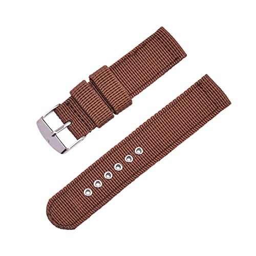 16mm 18mm 20mm 22mm 24mm Nylon-Uhrenarmband Universelles Ersatz-Segeltuch-Uhrenarmband, Braun, 18mm von Stevenurr