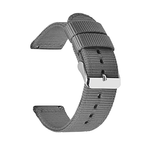 18mm 20mm 22mm 24mm Quick Release Uhrenarmband Nato Canvas Nylon Uhrenarmband Uhrenzubehör, Grau, 22mm von Stevenurr