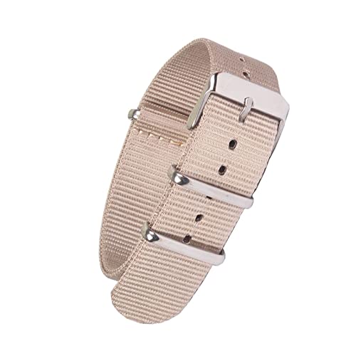 18mm 20mm 22mm Uhrenarmband Nylon Nato Uhrenarmband Uhrenzubehör mit Edelstahlschnalle, Beige, 22mm von Stevenurr