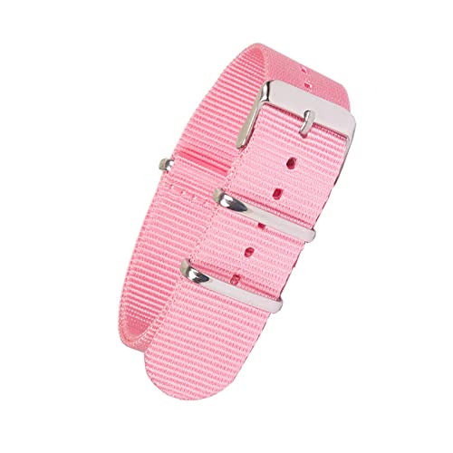 18mm 20mm 22mm Uhrenarmband Nylon Nato Uhrenarmband Uhrenzubehör mit Edelstahlschnalle, Rosa, 18mm von Stevenurr