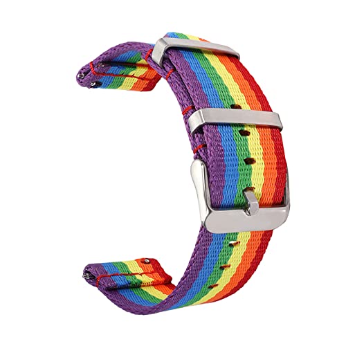 20mm Uhrenarmband Farbiges Nylonarmband 22mm Uhrenarmband Uhrenzubehör Schnellverschluss-Segeltuch-Armbänder, Regenbogen, 20mm von Stevenurr