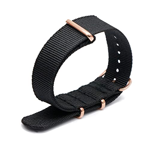 Buntes Nylon-Uhrenarmband mit roségoldener Dornschließe Nato-Armband Einteiliges Uhrenarmband mit Schnellverschluss, 20mm von Stevenurr