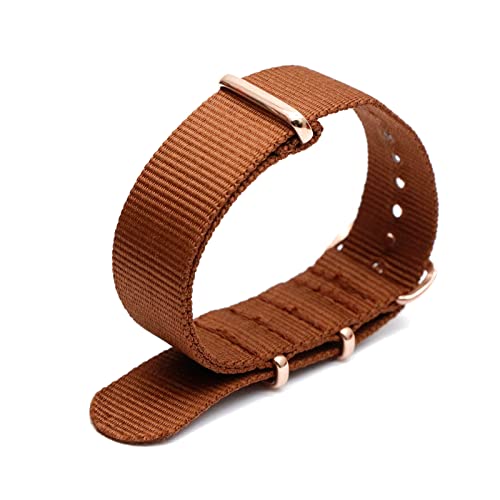 Buntes Nylon-Uhrenarmband mit roségoldener Dornschließe Nato-Armband Einteiliges Uhrenarmband mit Schnellverschluss, 20mm von Stevenurr