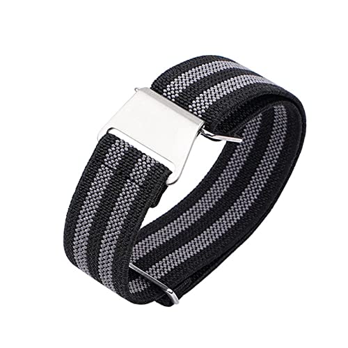 Elastisches, gewebtes Nylon-Uhrenarmband, 18mm bis 24mm, Edelstahl-Schnalle, Ersatz-Uhrenarmband für Herren, 24mm von Stevenurr