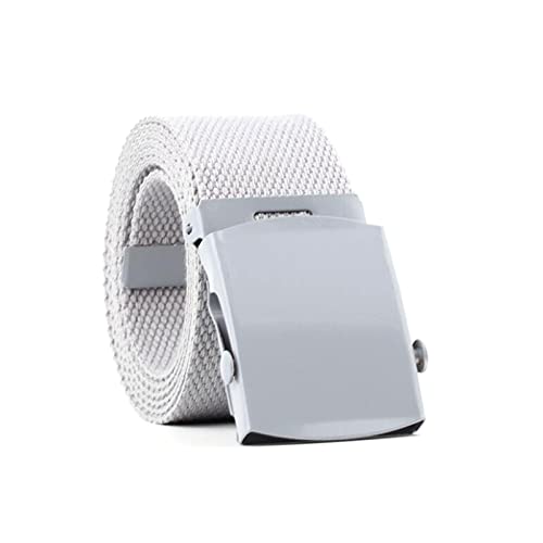 Männer Frauen Automatischer Canvas Gürtel Nylongürtel Verdicken Stoffgürtel Strickbund 90-140cm, Hellgrau von Stevenurr