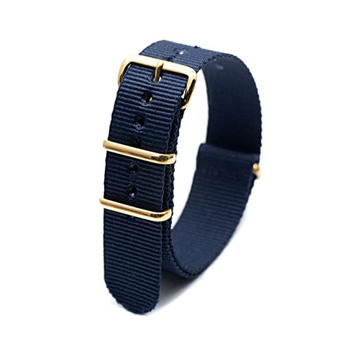 Military Watch Strap Nato Style Watch Wristband 18mm-24mm Nylon Stripe Woven Strap mit Goldschnalle, 18mm von Stevenurr