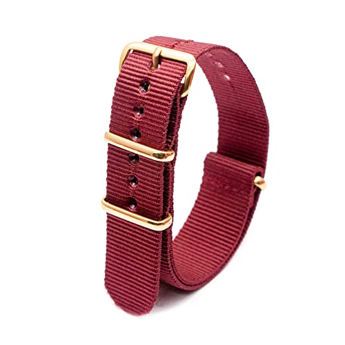 Military Watch Strap Nato Style Watch Wristband 18mm-24mm Nylon Stripe Woven Strap mit Goldschnalle, 18mm von Stevenurr