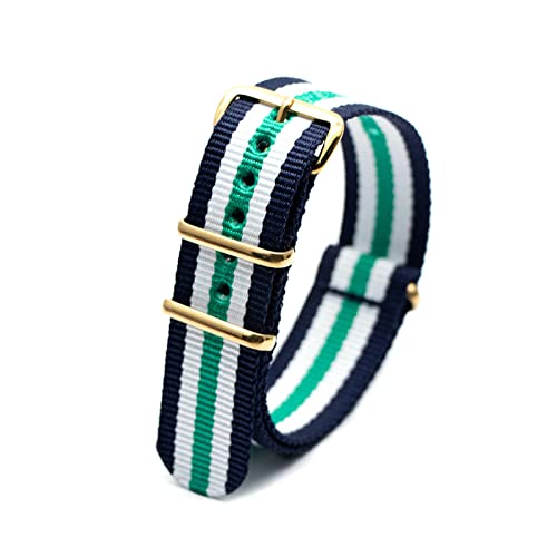 Military Watch Strap Nato Style Watch Wristband 18mm-24mm Nylon Stripe Woven Strap mit Goldschnalle, 20mm von Stevenurr