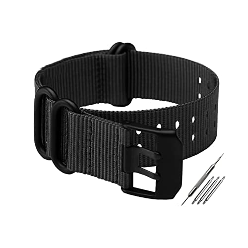 Nato Nylon Uhrenarmband 22mm 23mm Schwarz/Army Green Uhrenarmband aus Nylon Canvas Stoff, 22mm von Stevenurr