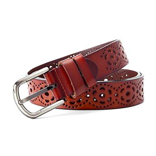 Stevenurr Frauen-Gürtel mit hohlem Blumen-Leder-Gürtel für Frauen-Jeans-Gürtel-weiblicher beiläufiger Gürtel 70-110cm, Braun von Stevenurr