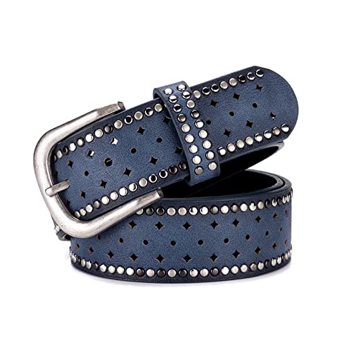 Stevenurr Vintage Lady Belt aushöhlen Rivet Female Belts Wide 3.5cm Gürtel Jeansgürtel Bekleidungszubehör, Blau von Stevenurr