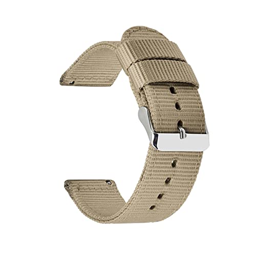 Strapazierfähiges Nylon-Armband 18mm 20mm 22mm 24mm Nylon-Uhrenarmband mit Schnellverschluss, Beige, 18mm von Stevenurr