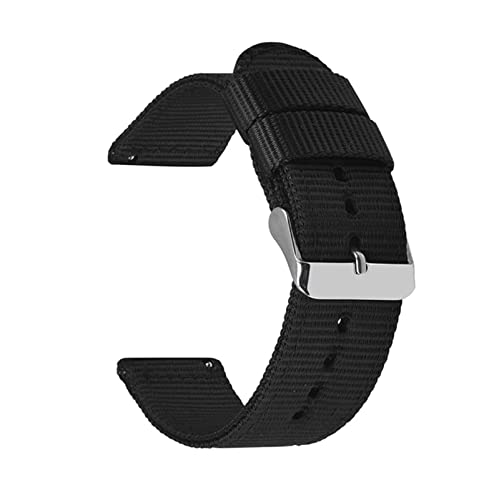 Strapazierfähiges Nylon-Armband 18mm 20mm 22mm 24mm Nylon-Uhrenarmband mit Schnellverschluss, Schwarz, 18mm von Stevenurr