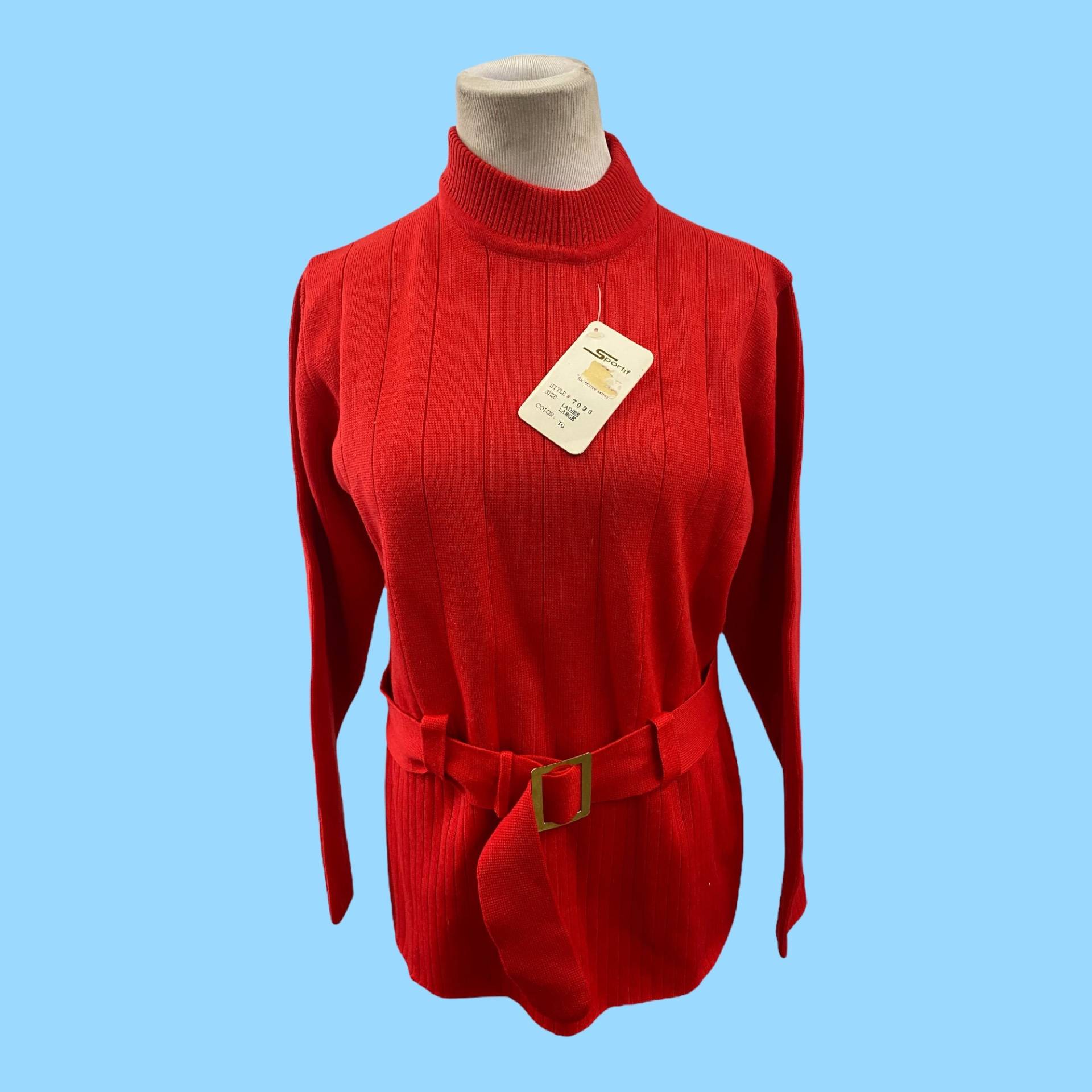 Vintage 1970 Frau's Red Sportif Wolle Ski Top Large New Old Stock von StevesVintageClothes