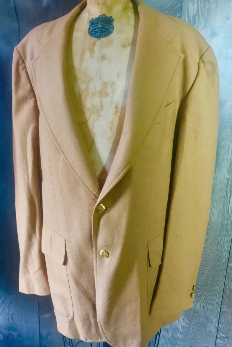 Vintage 1970Er Jahre Stanley Blacker Hellbraune Wolle Sportjacke Retro Style Größe 44 von StevesVintageClothes