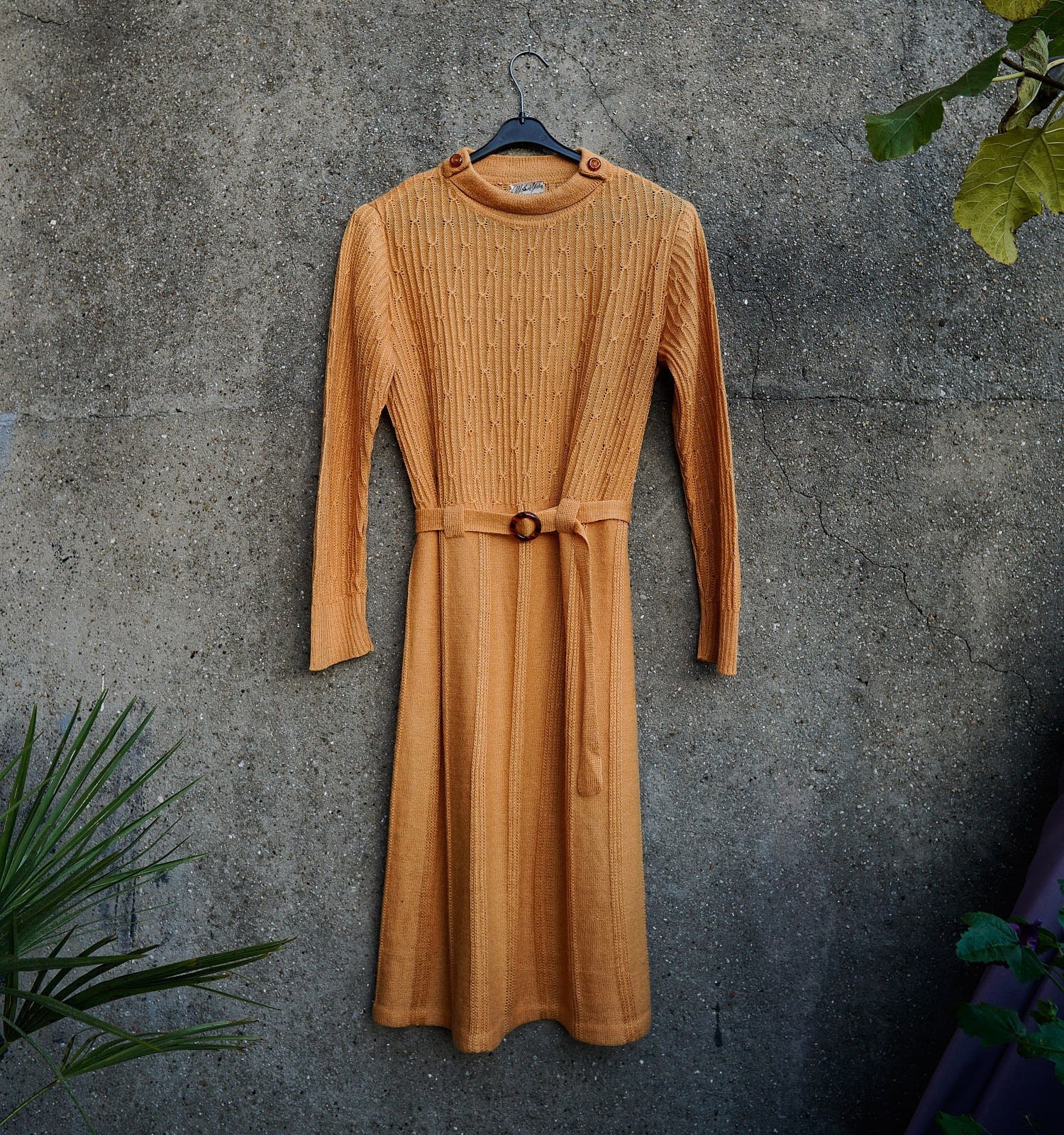 1960Er Jahre Strick Kleid Blass Orange Mohair Größe M/L Medium Large Vintage Sixties von SteviesVintage