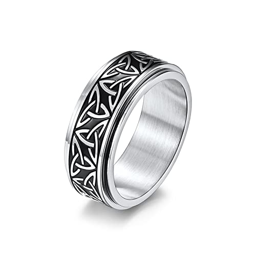 Anxiety Ring Silber, Damen Ringe Herren Anti Stress Keltischer Dreiecksknoten 57 (18.1) Schmuck Spinner Geschenk von Stfery