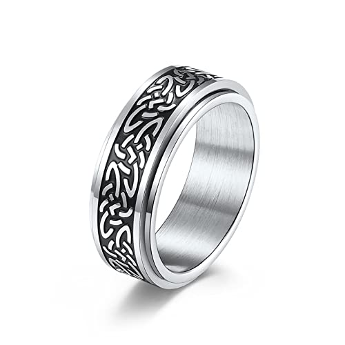 Anxiety Ringe Silver, Partnerring Edelstahl Anti Stress Keltischer Knoten 62 (19.7) Schmuck Spinner Geschenk von Stfery