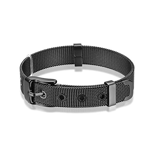 Armbänder Herren Edelstahl, Armband Herren Schwarz Gewebter Mesh-Gürtel Gliederkette 10MM Bracelet Modeschmuck Geschenke von Stfery