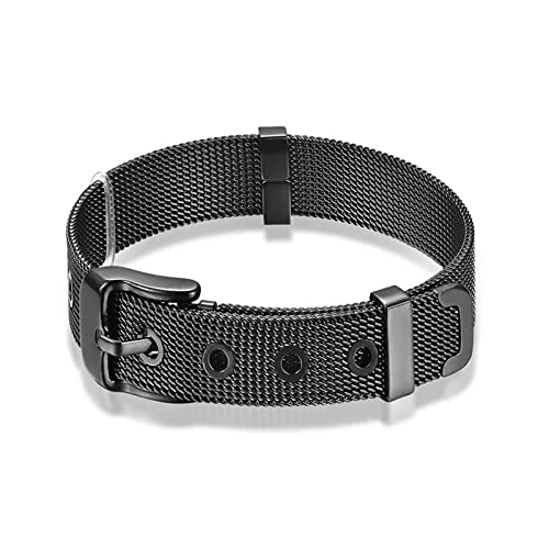 Armbänder Männer, Edelstahl Armband Schwarz Herren Gewebter Mesh-Gürtel Gliederkette 12MM Bracelet Modeschmuck Geschenke von Stfery