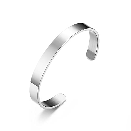 Armband Männer Edelstahl, Silber Armbänder 8 MM Anpassbar Offen 8MM Bracelet Modeschmuck Geschenke Herren von Stfery