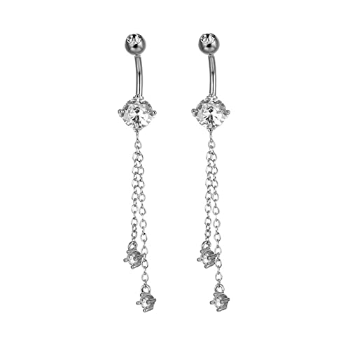 Bauchnabelpiercing Chirurgenstahl Banane, Bauchpiercing 14 Gauge Schmuck Silber Set Runden 2 Stück Geschenke Damen von Stfery