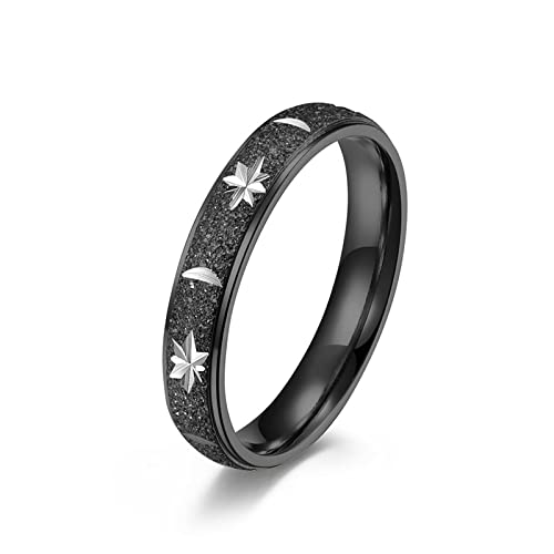 Damen Ringe 60, Verlobungsring Edelstahl Schwarz Sterne und Mond Schnitzen Schmuck Geschenk von Stfery