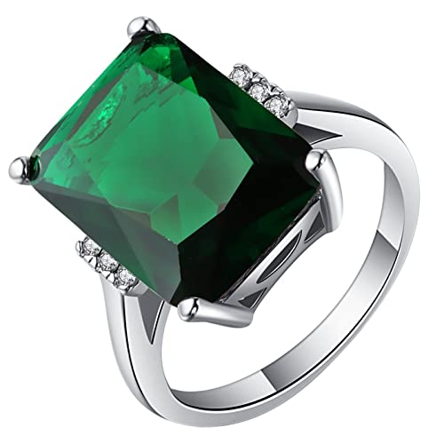 Damenring 62, Memoire Ring Silbergrün 4 Krappen Grüner Smaragd Zirkonia Modeschmuck Cocktail Party Elegant Geburtstag Geschenk von Stfery