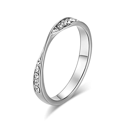 Edelstahl Ring Damen Silber, Männer Ringe 52 Möbius-Ring Modeschmuck Hochzeitstag Geschenke von Stfery