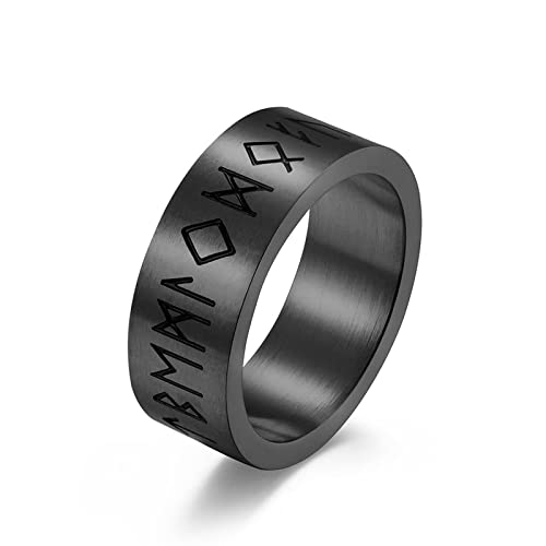 Edelstahl Ring Teenager, Ring Schwarz 62 Runen Der Wikinger Modeschmuck Jubiläumsgeschenk für Sie von Stfery