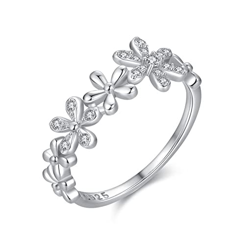 Eheringe Zirkonia, Ring Frauen Verlobung 925 Silber Schlicht Gänseblümchen Strass 54 Damen Schmuck Geschenk von Stfery