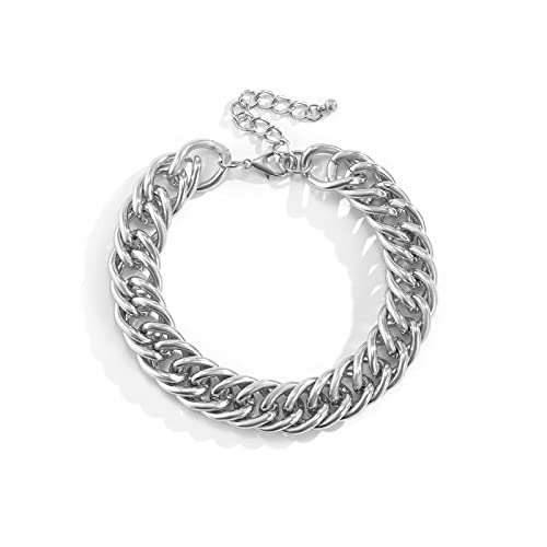 Fußkette Damen Urlaub, Fußkette Silber Alloy Knöchelkette Dicke Kette Schmuck Für Frauen 27CM von Stfery