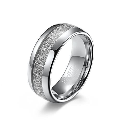 Herren Ring Wolframcarbid Silber, Titan Ring 8MM 67 (21.3) Modeschmuck Jahrestagsgeschenk für Ihn von Stfery