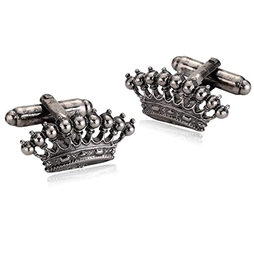 Manchettenknoepfe Personalisiert Hochzeit, Krone Manschettenknöpfe Silber Schwarz Edelstahl Cufflinks Schmuck Geschenk von Stfery