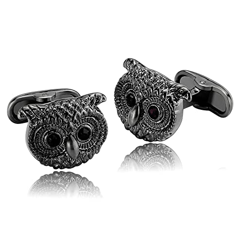 Manschettenknöpfe Hochzeit Vintage, Manschettenknöpfe Herren Edelstahl Silber Schwarz Cufflinks Eule Schmuck Geschenk von Stfery