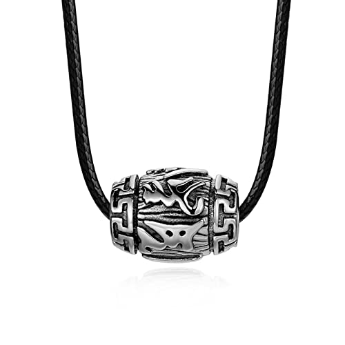 Men Chain, Edelstahl Halskette Schwarz Herren Mantra Coole Vintage Schmuck Geschenk für Freund von Stfery