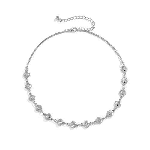 Muschelkette Damen, Modeschmuck Kette Alloy Schmuck Für Frauen Mädchen Silber 42CM Geschenk Beste Freundin von Stfery