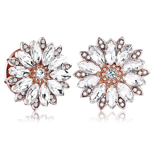 Stfery Plugs 12MM, Flesh Tunnel Rosegold Edelstahl Ohr Piercing Schmuck Blume mit Zirkonia Paar Set Damen von Stfery
