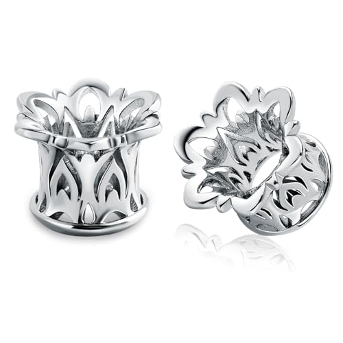 Ohrdehner 14mm, Tunnel Ohrringe Damen Ohrtunnel Vintage Silber Hohle Blume Men Plug Paar Piercing Ohr Schmuck von Stfery
