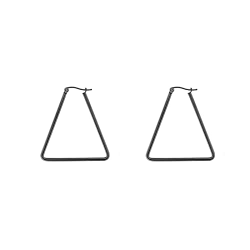 Ohrringe Edelstahl Damen, Ohrringe Schwarz Dreieck Hoop Creolen Poliert Schmuck Männergeburtstagsgeschenk von Stfery