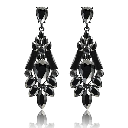 Ohrringe Schwarz Damen, Ohrringe Nickelfrei Legierung Baumelnd 26MM Hängend Leuchter Ohrschmuck von Stfery
