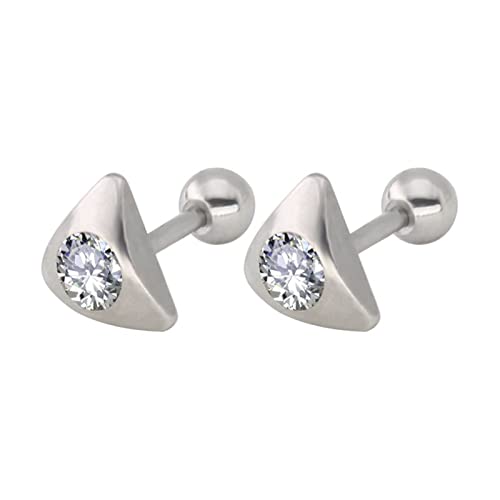 Ohrstecker Edelstahl Damen, Ohrringe Silber Stecker Dreieck 9MM mit Zirkonia Ohrschmuck Herren von Stfery