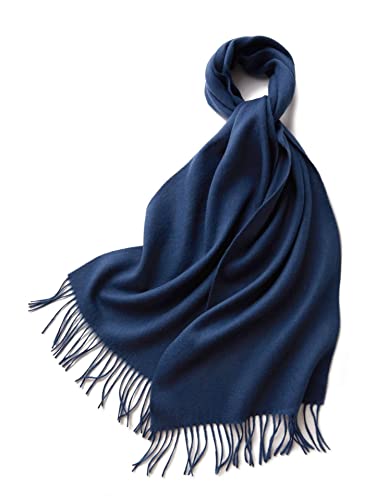 Pashmina Schal Damen Winter, Schal Frauen Weich Scarf Navy Blau Einfarbige Quaste Halstuch 180x35CM Warm von Stfery