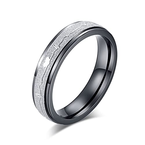 Ring Men Stainless Steel, Herren Ring 57 Silber EKG Modeschmuck Zubehör Hochzeitstag Geschenke von Stfery